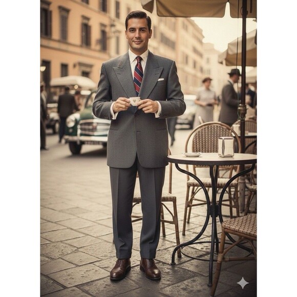 Vintage Power Suit Nino Cerruti Rue Royal Double Breast Glen Check Men 44R 36x27